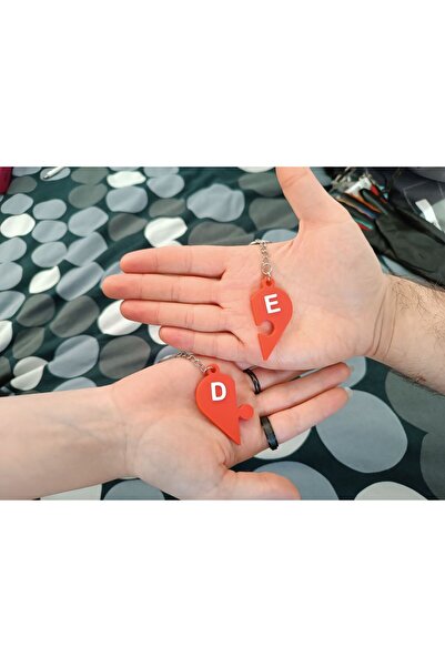 Nova Özel Tasarım Kişiye Özel 2 Adet Sevgili/Eş Kalp Desenli Anahtarlık Seti-Hediyelil Eşya-Anahtarlık