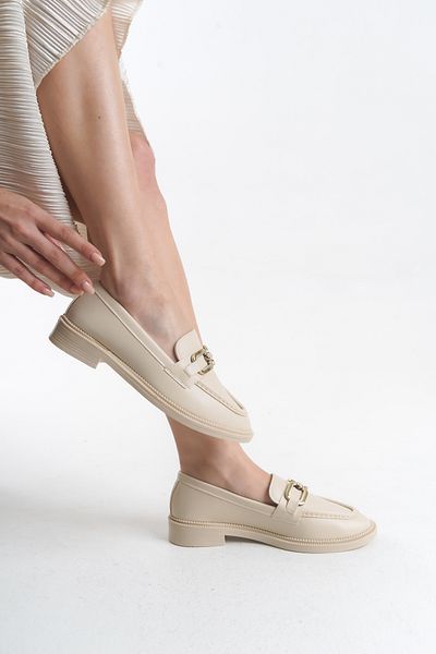 Rivetta Women's Loafer Square Buckle Cream Lightweight Stylish Casual Shoes