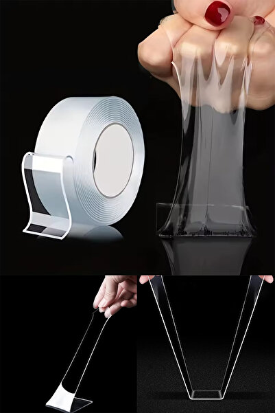 tafce Çift Taraflı Şeffaf Nano Teknolojili Süper Güçlü Bant Ekstra Güçlü Duva...