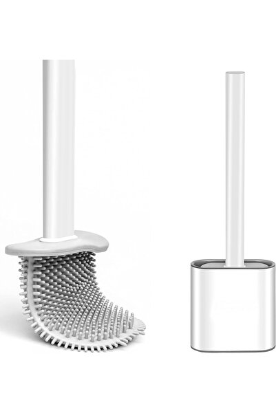 Buzka Antibakteriyel Silikon Uçlu Tuvalet Fırçası Seti Duvara Monte Tuvalet v...