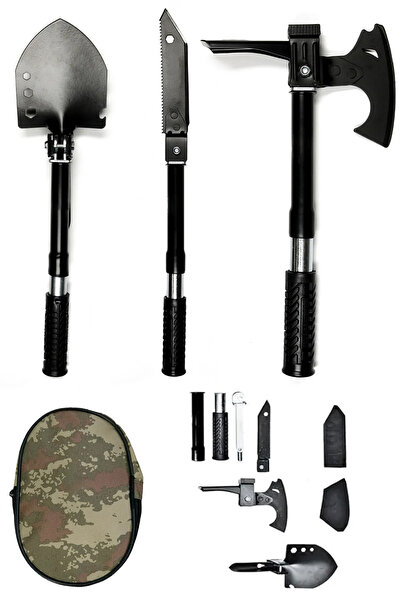 Camp Reyon Multitools Katlanır Kürek, Balta, Bıçak, Testere, Çekiç, Çapa Seti...