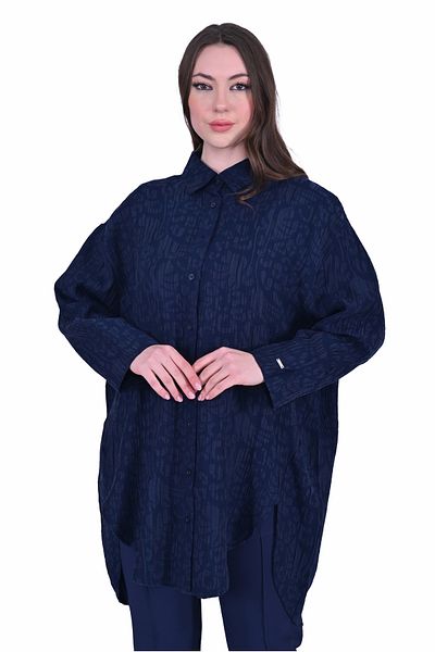 Invee INVEE 7017 - Cămașă modal albastru închis cu model