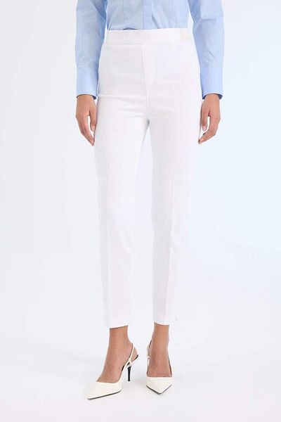 DeFacto New Season Smoking Satin Fabric Pants Normal Waist Basic Straight Waist Elastic Straight Leg