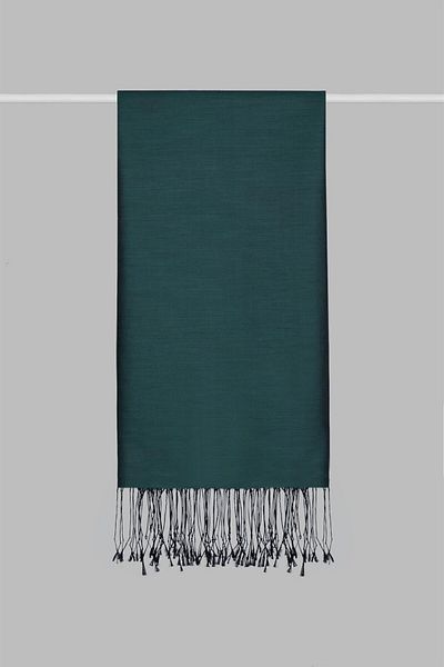 ARMANDA Kroren μονόχρωμο μεταξένιο σάλι 4026-μαύρο Petrol Green