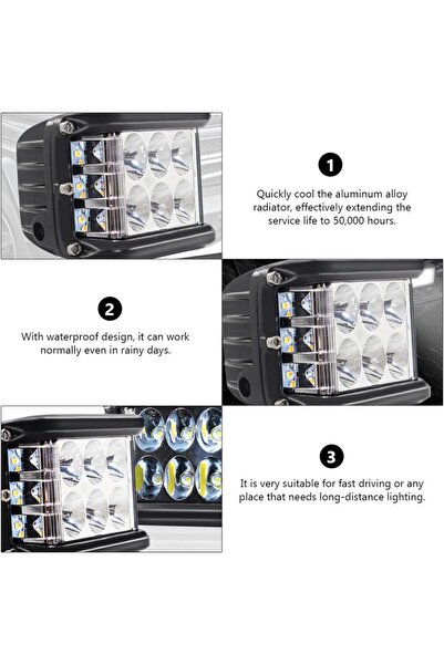 ASTRA LED 2 Adet Kaput Üstü Offroad Projektör Sis Çalışma Lambası 12 Ledli 36 watt