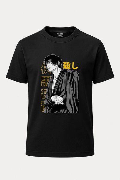 nirvoda Μπλουζάκι Unisex με λαιμόκοψη Toji Jujutsu Kaisen με στάμπα Loose Fit