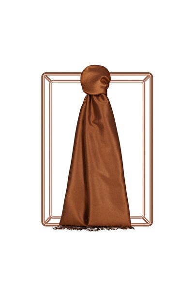 ipekevi Șal de mătase de culoare uni, cu două fețe, İpekevi 00927-Toprak