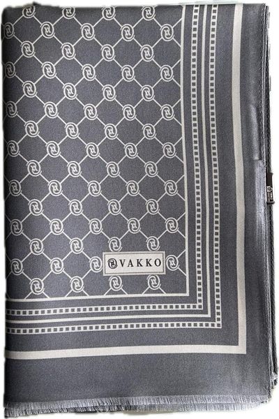 Vakko Μονόγραμμα Tivil Silk Shawl 300088-σκούρο γκρι