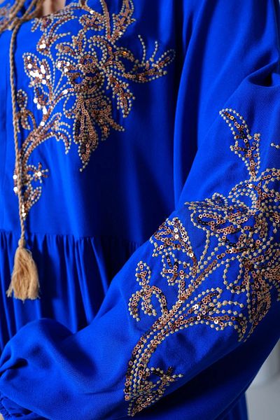 My Blog Saks Blue Mini Sequin Κεντημένο φόρεμα μεγάλου μεγέθους - 2065 - 2