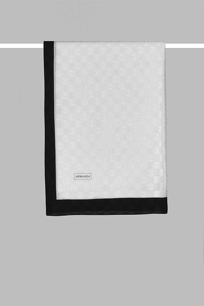 ARMANDA Checkerboard Monogram Patterned Shawl 3041-Off White