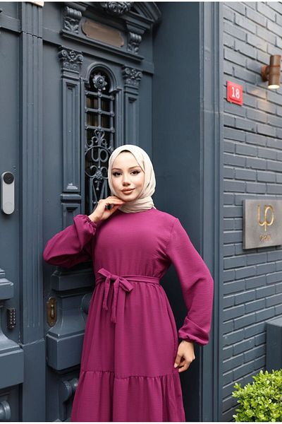 ECESSAMODAM Φόρεμα Hijab με ζώνη πολλαπλών στρώσεων