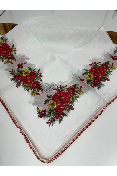 Eripek Embroidered Cotton Cheesecloth- 05091 95 X 95 Red - White 11