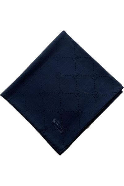 Vakko Φουλάρι Cotton Silk Monogram 3001126-σκούρο Navy Blue