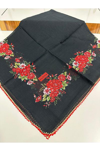 Eripek Embroidered Cotton Cheesecloth- 05091 95 X 95 Red Black - 13