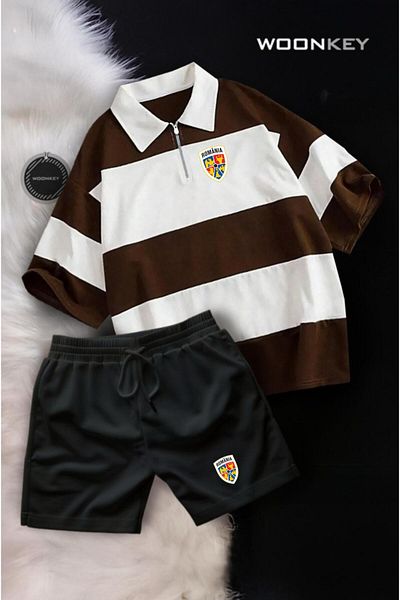 woonkey UNISEX OVERSIZE ROMANIA PRINTED ΡΙΓΕ ΜΙΖΟ ΦΕΡΜΟΥΑΡ ΒΑΜΒΑΚΙ ΚΑΛΟΚΑΙΡΙΝΟ ΣΟΡΤΣ ΠΟΛΟ ΓΙΑΚΑ 2 ΤΕΜΑΧΙΑ