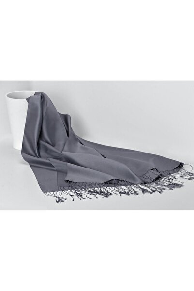 ARMANDA Μονόχρωμο μεταξωτό σάλι διπλής όψης 3011-Καπνιστό