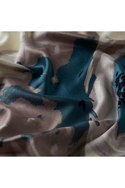 ipekevi Şal de mătase albă - cu model trandafir sălbatic, 06422