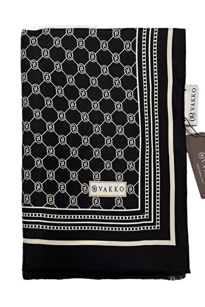 Vakko Шал от коприна с монограм Tivil 300088-черно и бяло