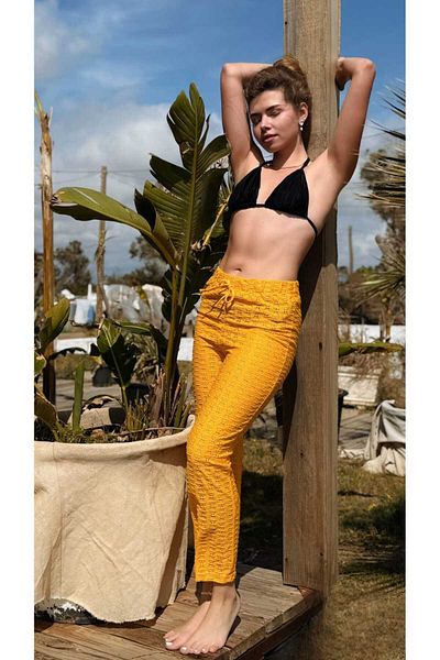 MY Wooft Yellow Summer Beach Wear Pareo Swimsuit and Bikini Top Pants