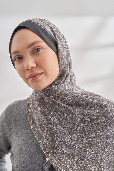 ARMANDA Ethnic Voile Vintage Pattern Shawl - Smoked
