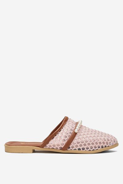 Liger Women's Pearl Belted Mesh Slippers Powder
