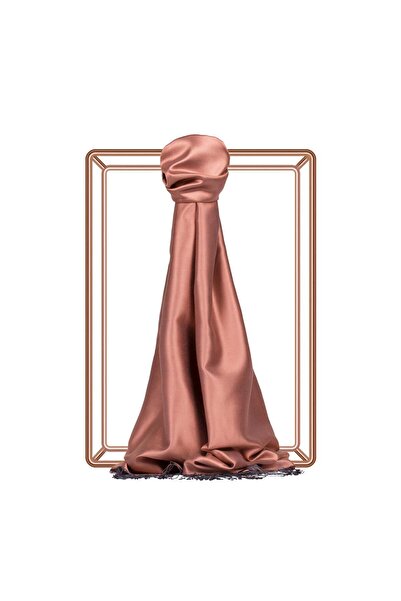 ipekevi Șal din mătase de culoare uni, cu două fețe, 00927-Cupru