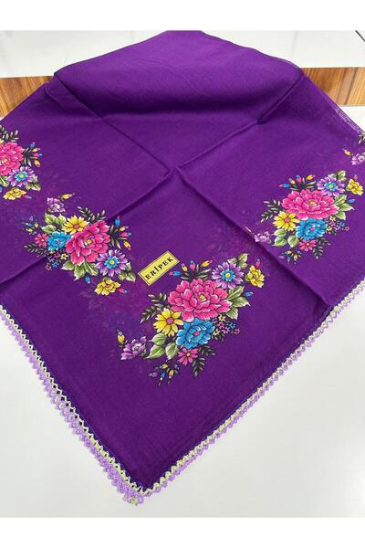 Eripek Oyalı Pamuk Tülbent- 05092 95 X 95 Mor 16