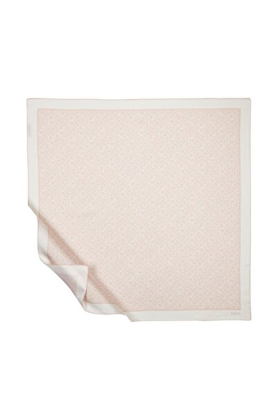 ipekevi Eșarfă de mătase Tivil cu monogramă Typo - Alb pudră