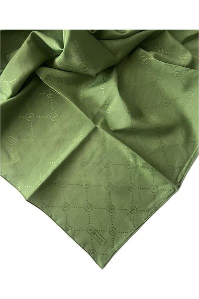 Vakko Φουλάρι Cotton Silk Monogram 3001126-σκούρο πράσινο