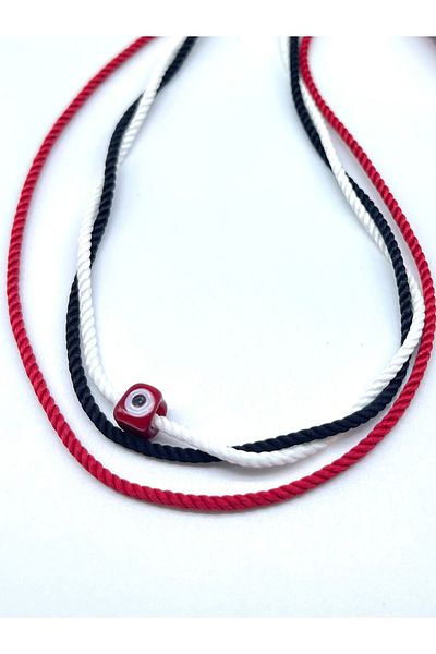 Concept HuBuTU 3Pcs Red Black White Twisted Rope Glass Evil Eye Beaded Necklace Set