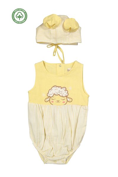 Divonette Baby Girl Cotton Muslin Jumpsuit with Snap Fasteners - Baby Clothing