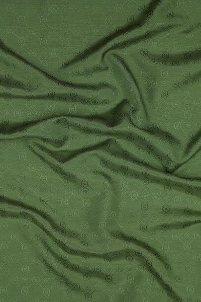 Vakko Şal din bumbac cu monogramă din mătase 40752-verde deschis