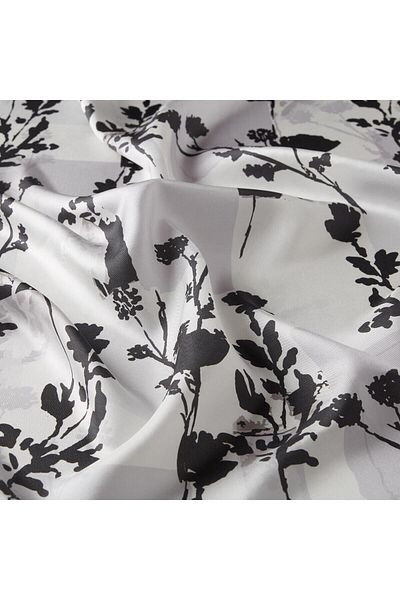 ipekevi Vintage Silhouette Patterned Tivil Silk Scarf 1189-White
