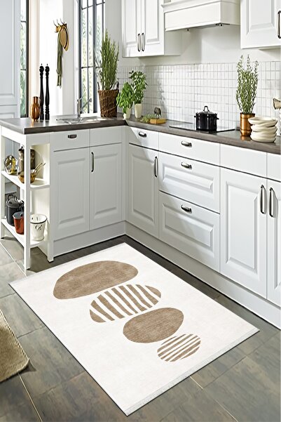 CENTER AVM Kahverengi, Halı Mutfak Halısı Makinede Yıkanabilir Halı Kaymaz Ta...