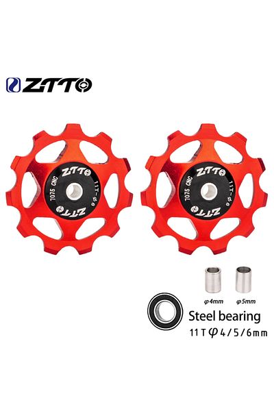 Choice 2pcs 11T Red ZTTO MTB Bicycle Rear Derailleur Jockey Wheel 11T 13T Steel Bearing Pulley AL7075 CNC R
