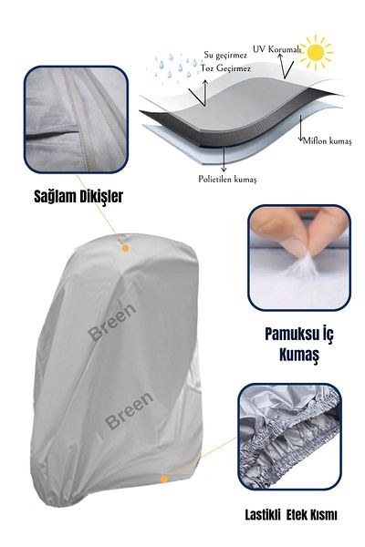 Breen Twin Baby Stroller Tarpaulin- Gray Protective Cover, Waterproof, Protects from Dust