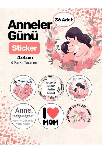 alışveriş kurdu Mother's Day Sticker Set - Planner Agenda Tablet Phone Laptop Sticker Happy Mother's Day Label