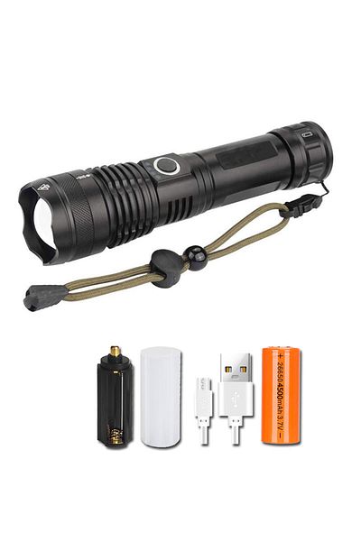 Choice 5000 mAh Battery Powerful XHP70 LED Flashlight 5 Modes USB Rechargeable Zoom Torch Lantern 26650 Bat