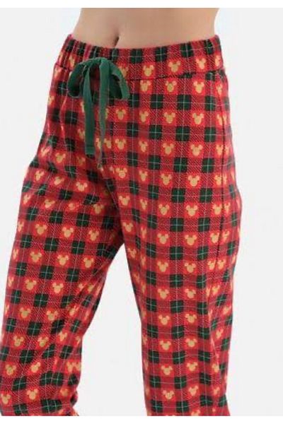 Dagi Long Sleeve Mickey Printed Licensed Shirt Collar Pajama Set