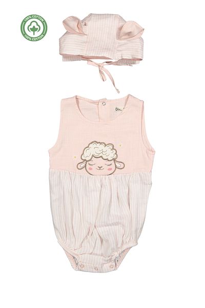 Divonette Baby Girl Cotton Muslin Jumpsuit with Snap Fasteners - Baby Clothing