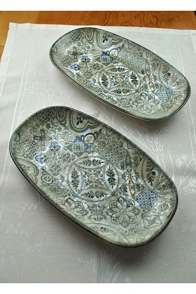 Qualitev 1 Piece Porcelain Boat Plate Vintage Model 30X17.5 cm