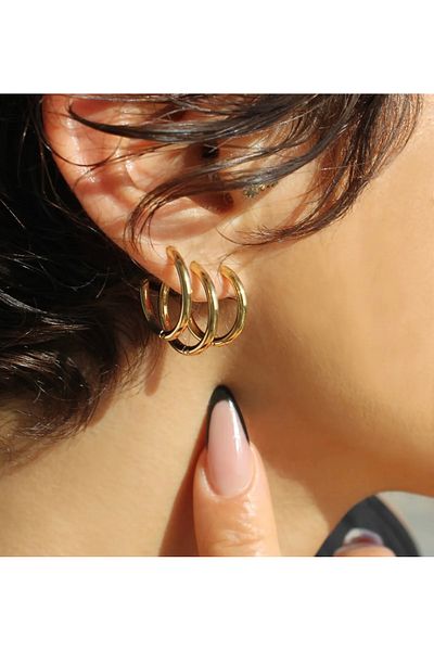 stainles steel 6Pcs 3 Sizes Gold Color Stainless Steel Hoop Earrings 12m 15m 18m