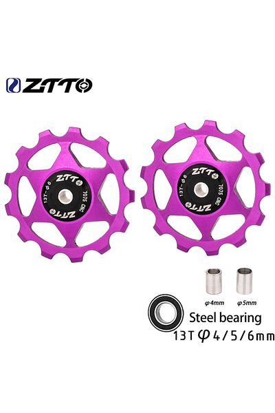 Choice 2pcs 13T Purple ZTTO MTB Bicycle Rear Derailleur Jockey Wheel 11T 13T Steel Bearing Pulley AL7075 CN