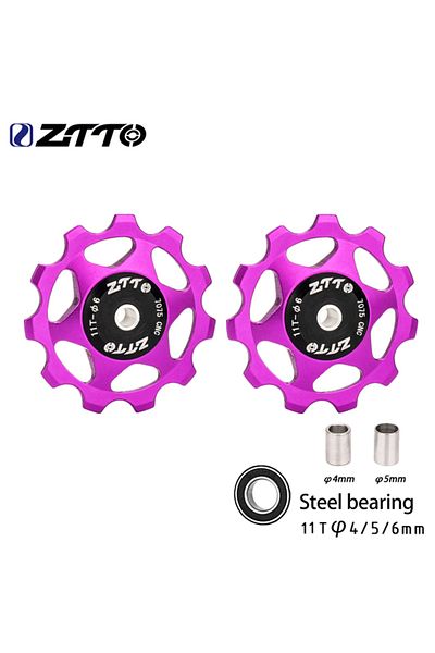 Choice 2pcs 11T Purple ZTTO MTB Bicycle Rear Derailleur Jockey Wheel 11T 13T Steel Bearing Pulley AL7075 CN