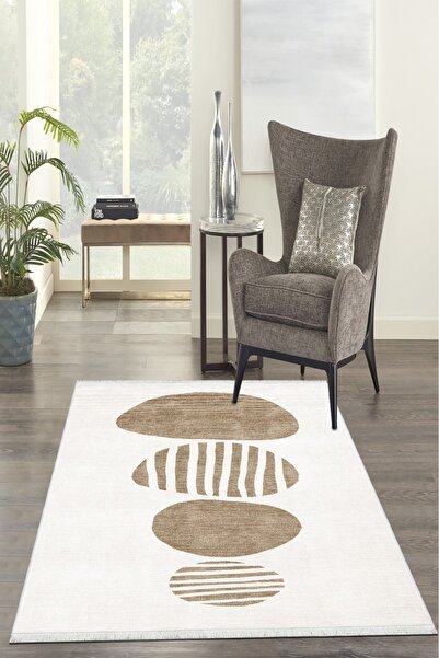 CENTER AVM Kahverengi, Halı Halı Makinede Yıkanabilir Halı Kaymaz Taban Halı