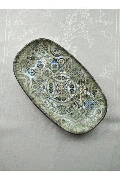 Qualitev 1 Piece Porcelain Boat Plate Vintage Model 30X17.5 cm