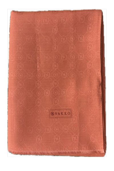 Vakko Cotton Silk Monogram Shawl 40752-Coral