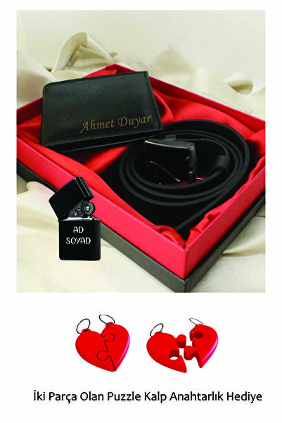 expreshediye İsim Yazılı Kişiye Özel Çakmak Cüzdan Seti, İsimli Çakmak Cüzdan