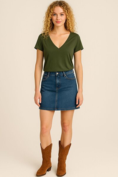 COTENCONCEPT Front and Back V-Neck Basic Cotton T-Shirt