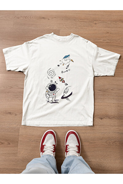 MAGORS Space Adventure Printed Crewneck Cotton Oversize Tee Shirt for Women, ...